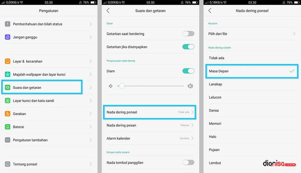 Cek Nada Dering Telepon