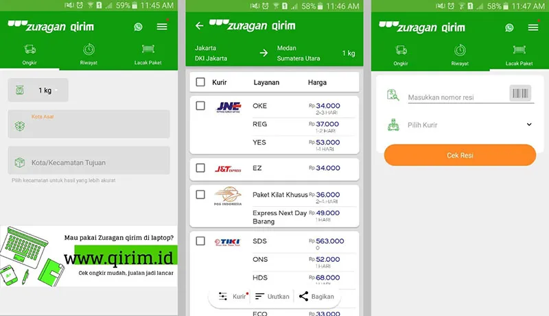 Cek Ongkir JNE, TIKI, POS - All Kurir