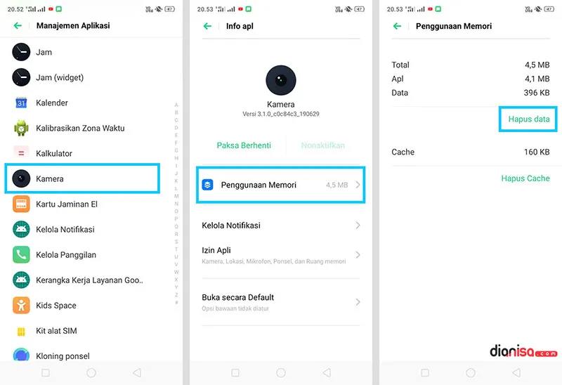 Hapus Data Kamera Realme
