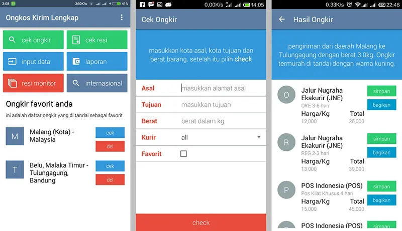 Ongkos Kirim JNE POS JNT