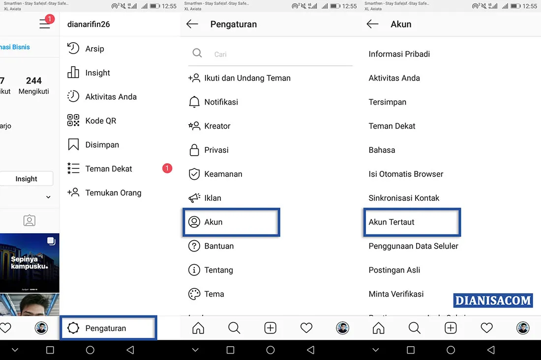 1 Pengaturan Akun Tautan Instagram