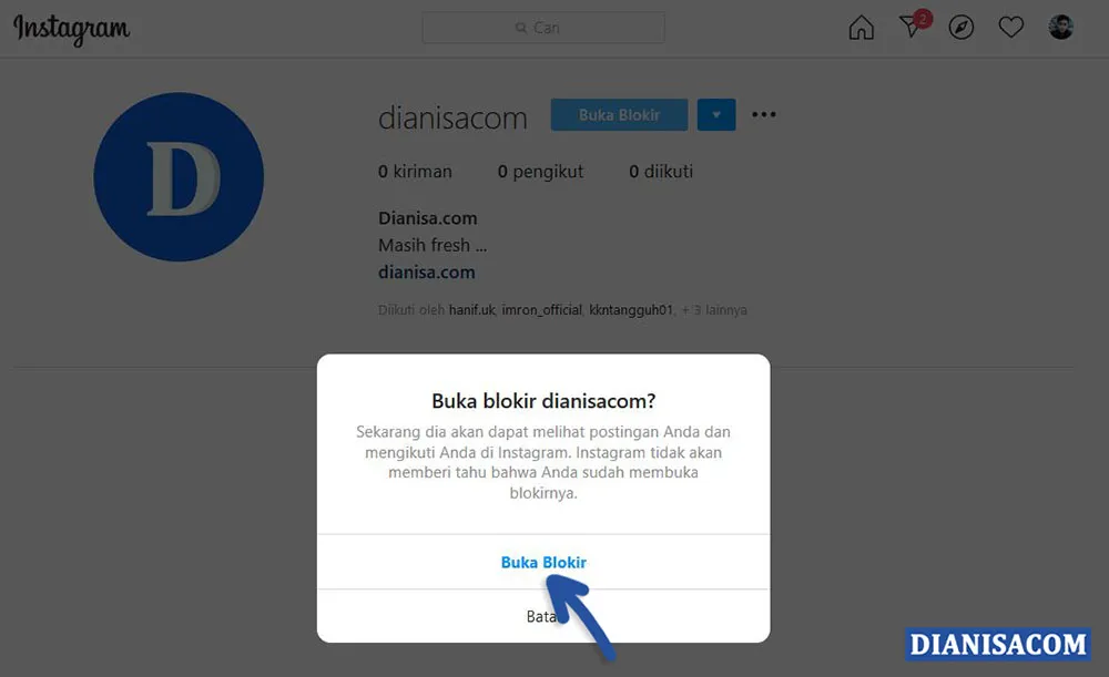 2 Batal Blokir Instagram Komputer