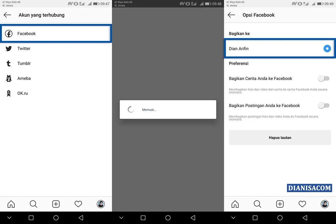 2 Menghubungkan akun Instagram dengan Facebook