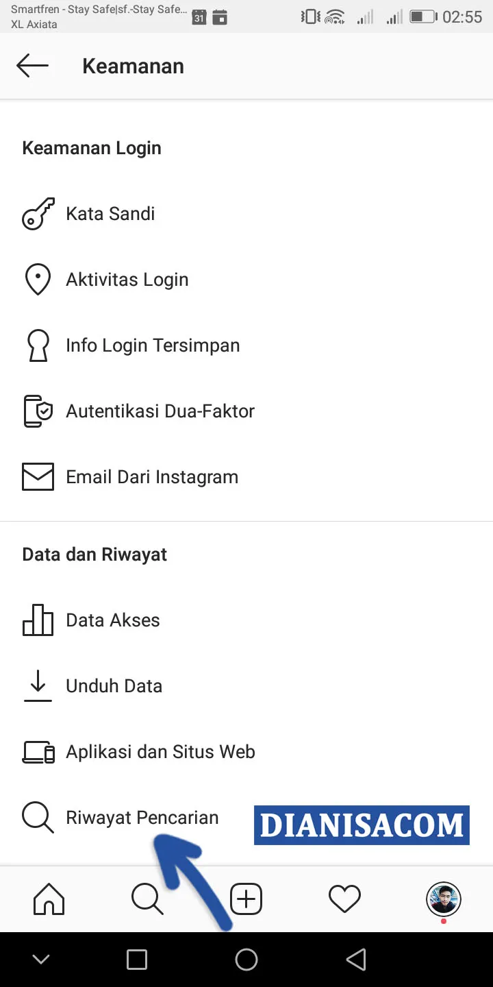 3 Riwayat Pencarian Instagram