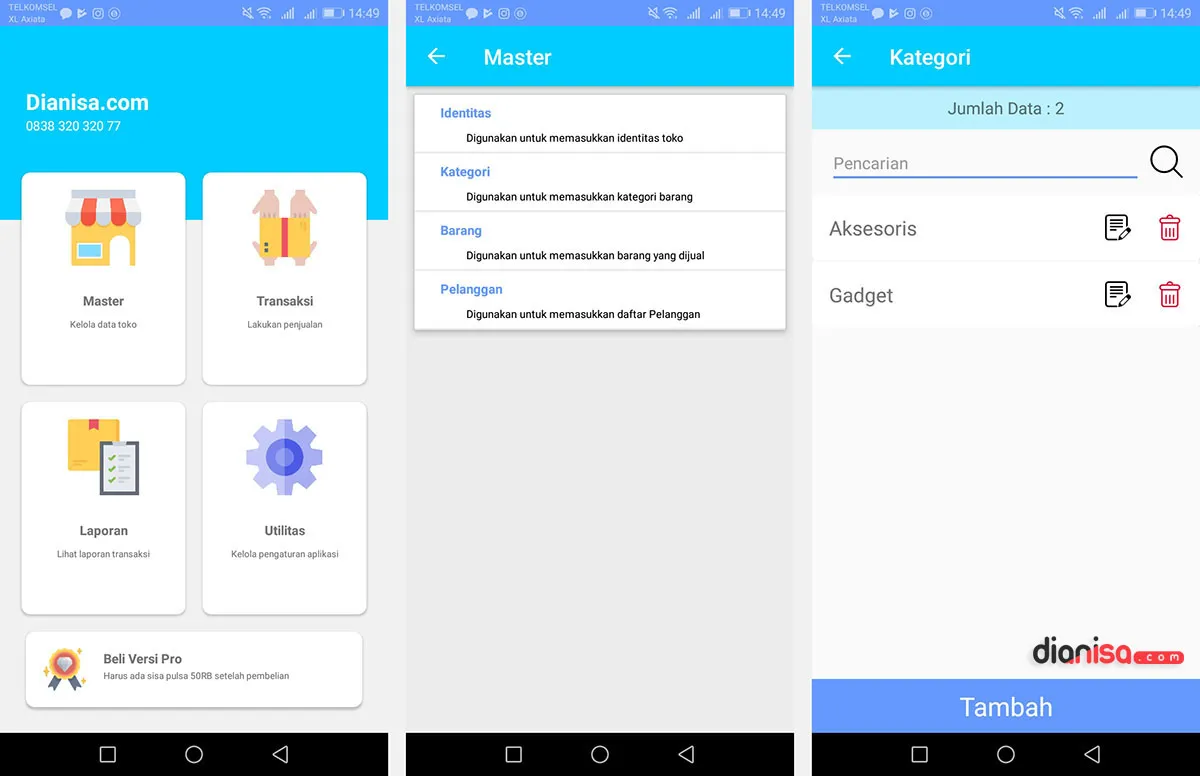 Fitur Master Aplikasi Kasir Konter HP