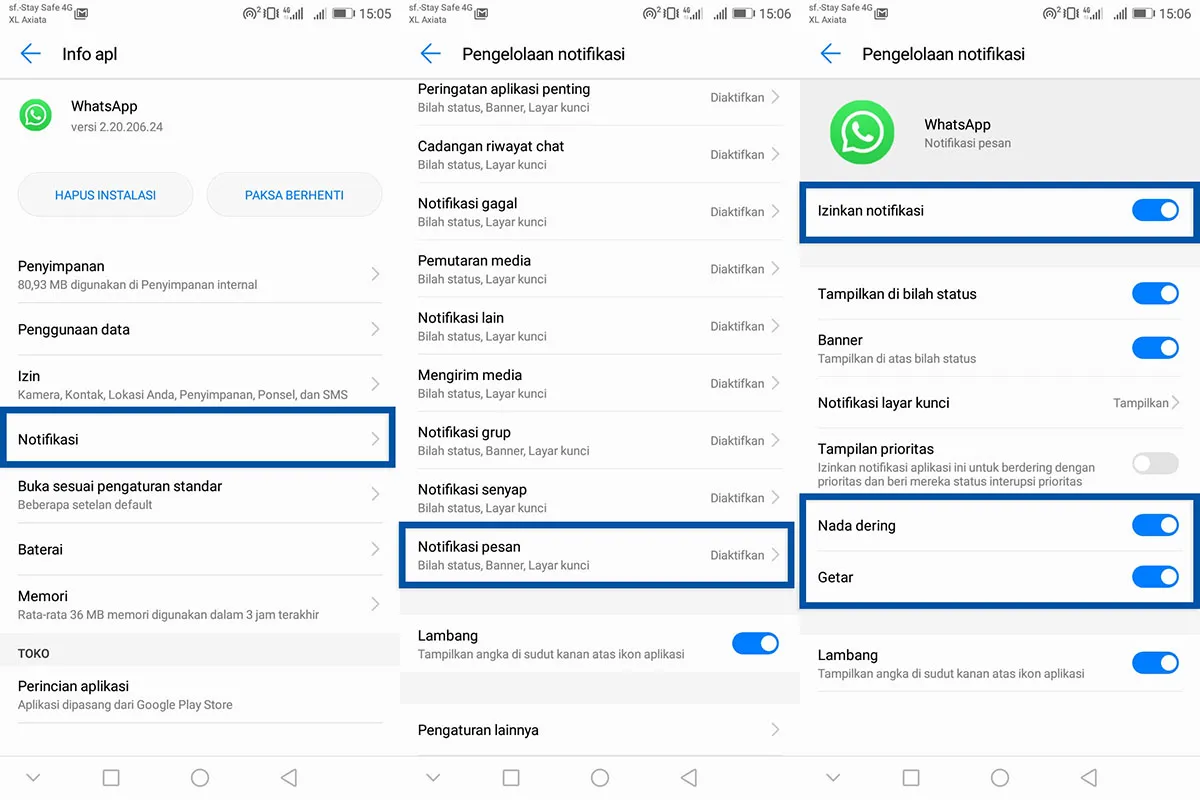 Izinkan Notifikasi Pesan WhatsApp
