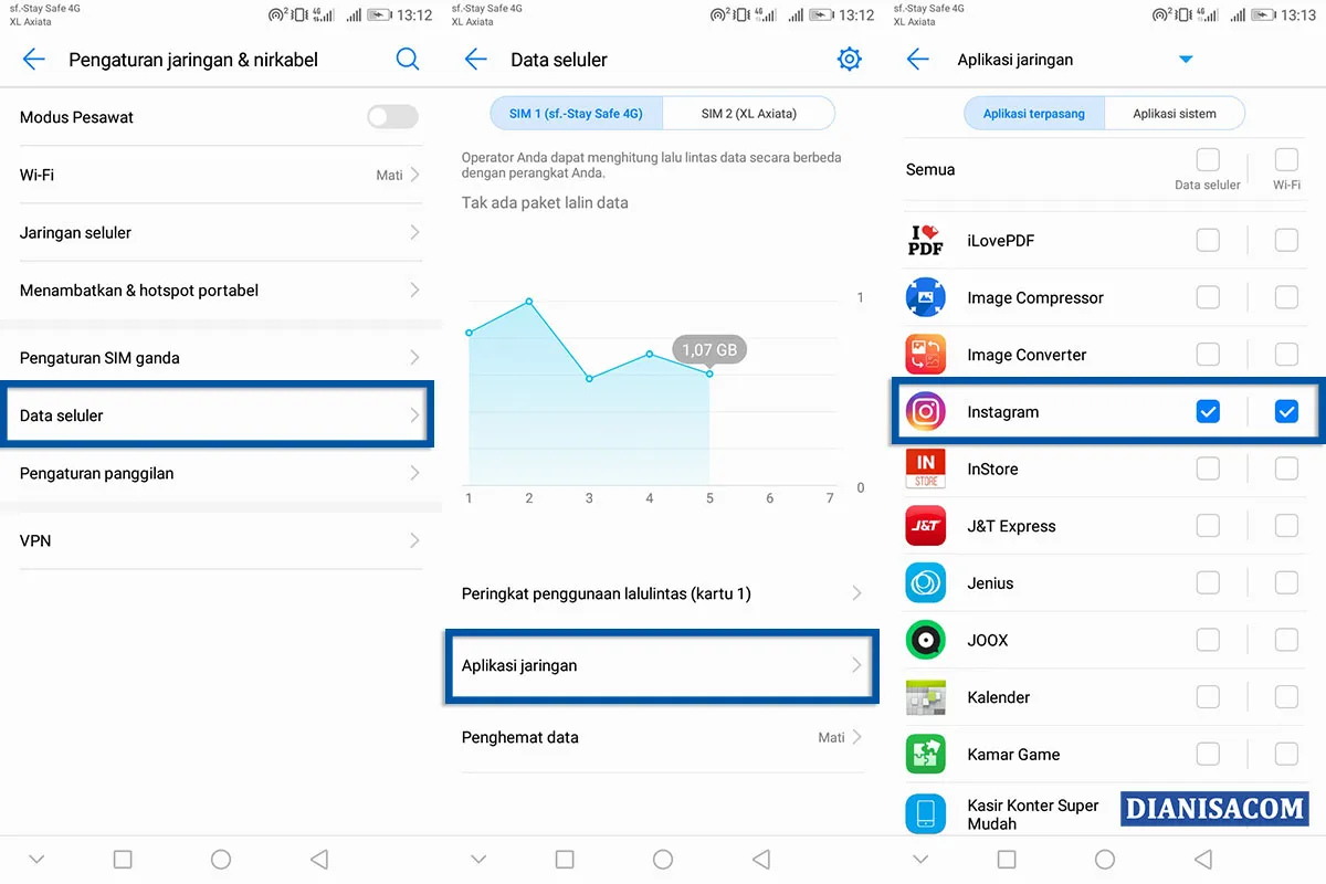 Mematikan Data Internet Instagram