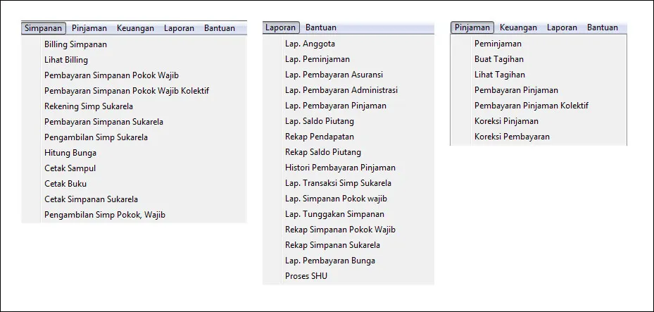 Software Koperasi Menu Utama