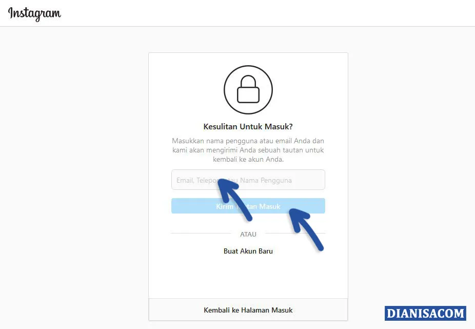 2 Kirim Tautan Lupa Password Instagram