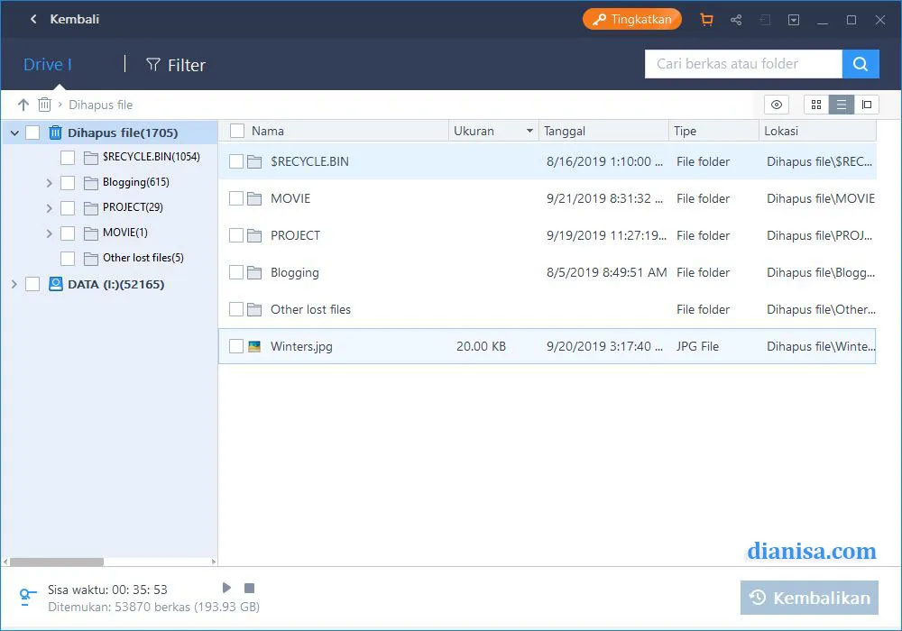 2 Mengembalikan File Terhapus