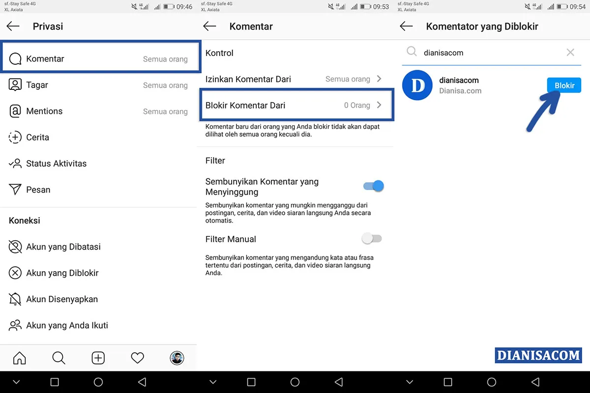 Blokir Komentar Instagram