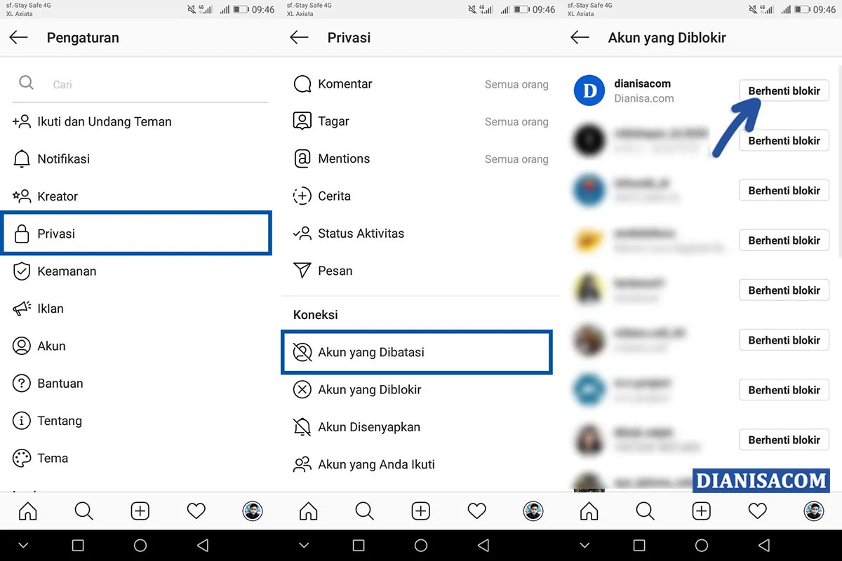 Daftar Blokir Pengguna Instagram