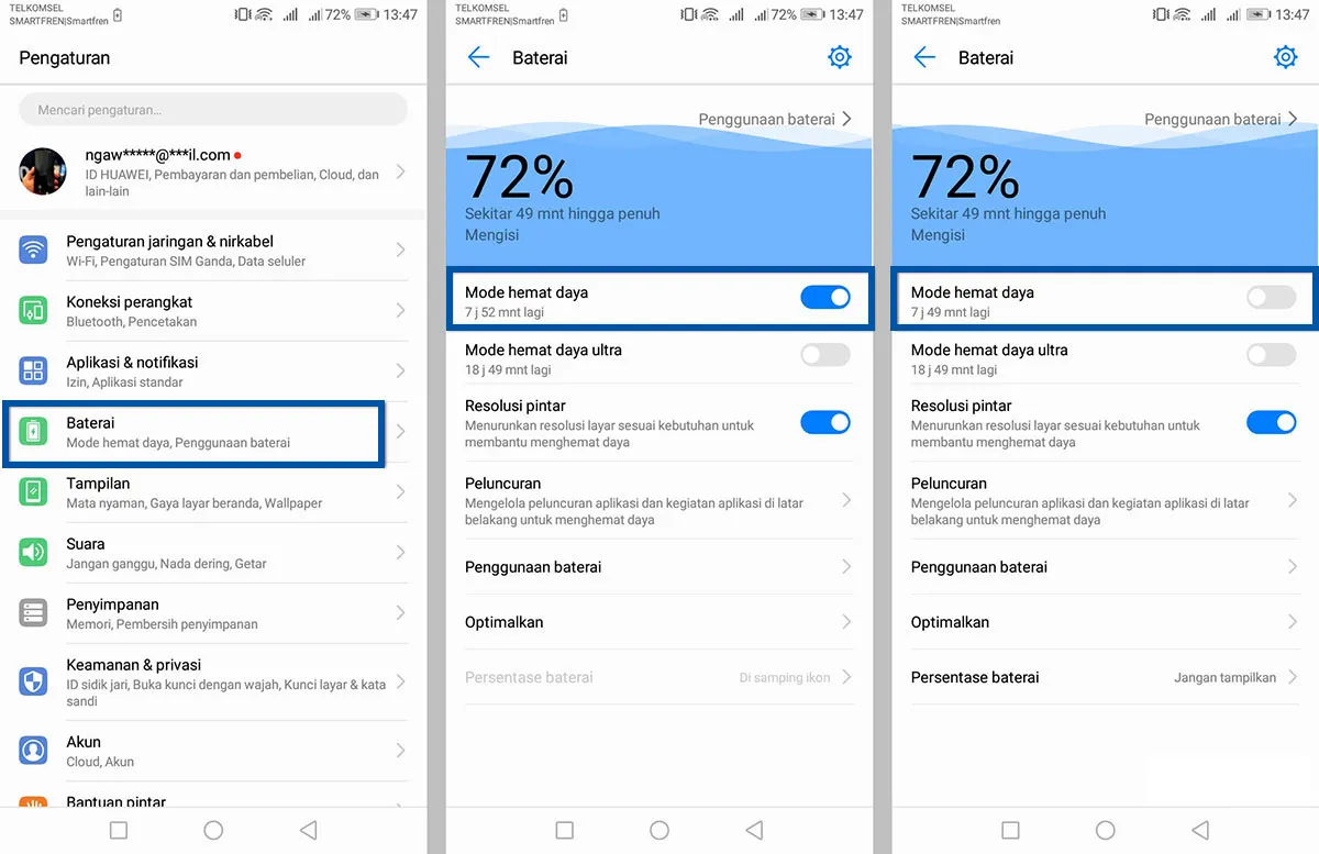 Nonaktifkan Mode Hemat Daya