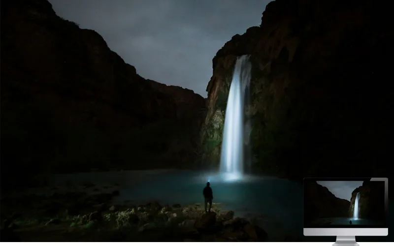 #10. Waterfall Night Man River Wallpaper