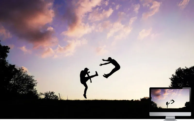 #22. People Silhouette Jump Wallpaper