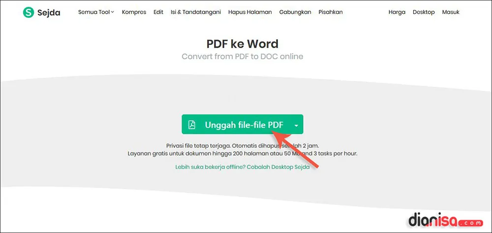 Convert PDF ke Word Sejda