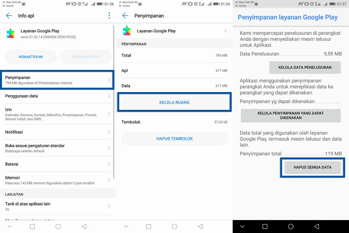 Hapus Data Layanan Google Play