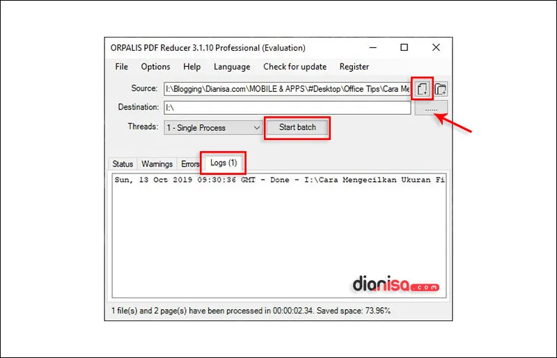 Kompres File PDF dengan Orpalis PDF Reducer