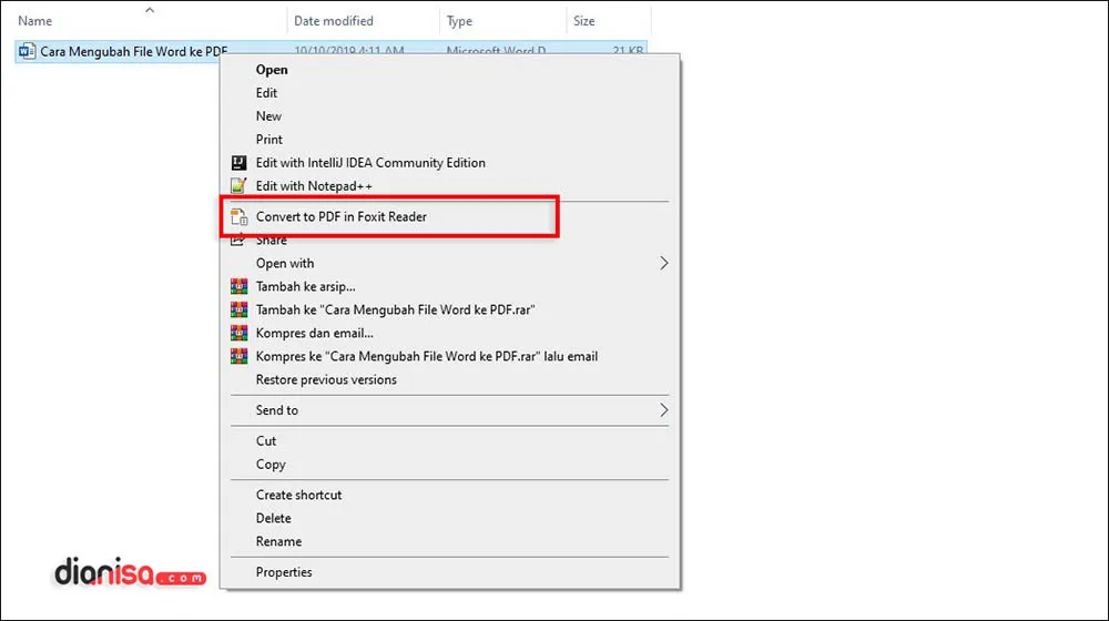 Konversi File Word ke PDF dengan Foxit Reader