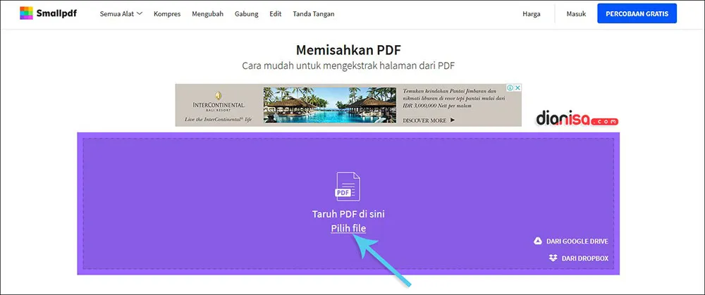 Memisahkan File PDF dengan SmallPDF