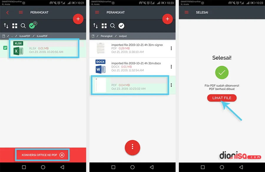 Mengubah Excel ke PDF Android