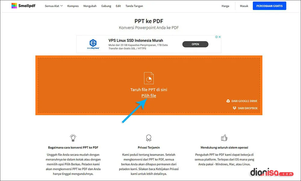 Mengubah File PPT ke PDF SmallPDF Online