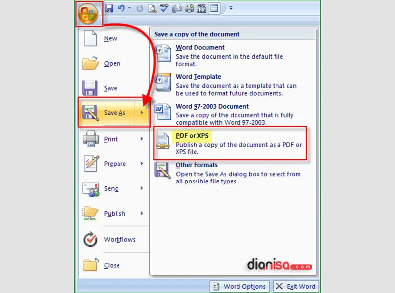 Mengubah File Word Jadi PDF Office 2007