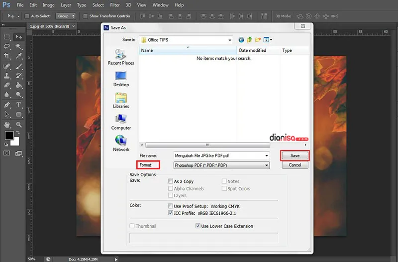 Mengubah JPG ke PDF (Photoshop)