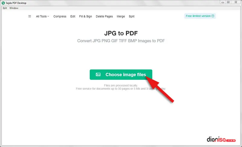 Mengubah JPG ke PDF (Sejda PDF)