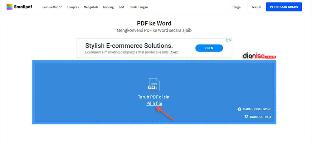 Mengubah PDF ke Format Doc SmallPDF