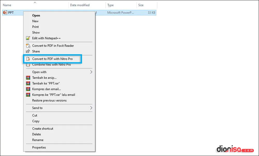 Mengubah PPT ke PDF Nitro Pro Offline