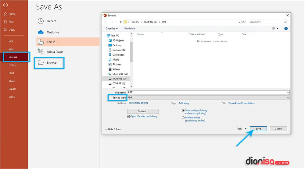 Menyimpan File PPT ke PDF Office Powerpoint