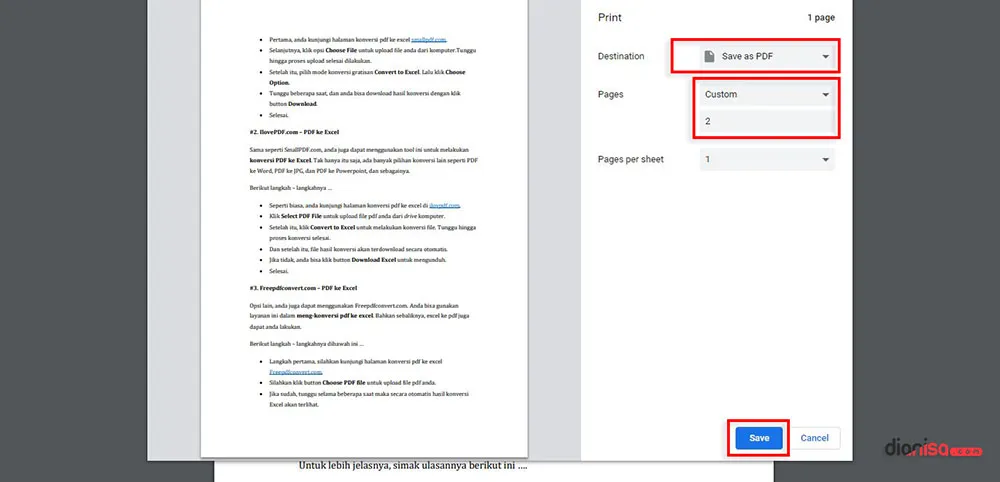 Menyimpan PDF per Halaman Google Chrome