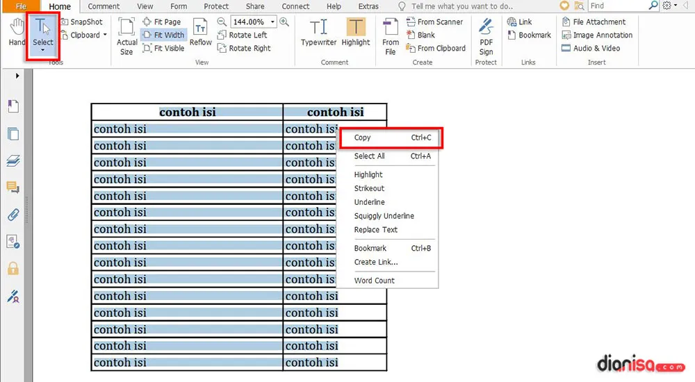 Salin Semua Text PDF Jadikan ke Excel