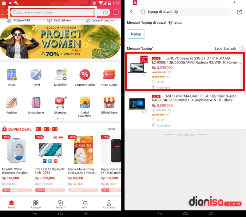 1. Cara Belanja di Aplikasi JD.ID