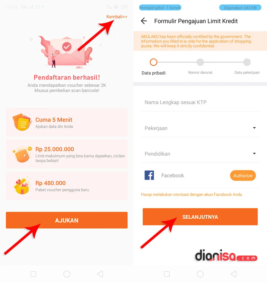 2. Membuat Akun Akulaku