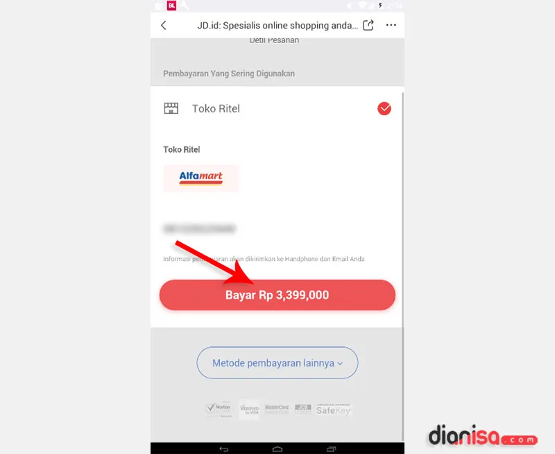4. Pembayaran JD.ID via HP
