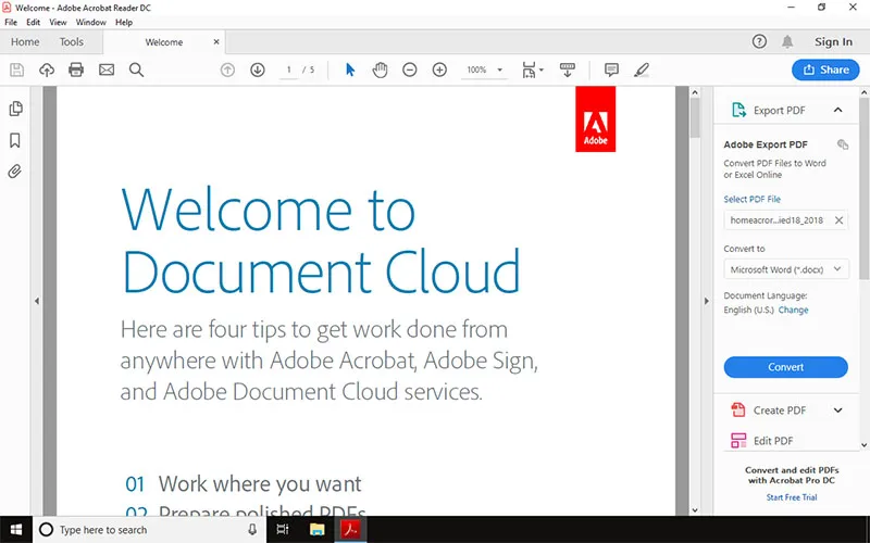 Adobe Acrobat Reader DC