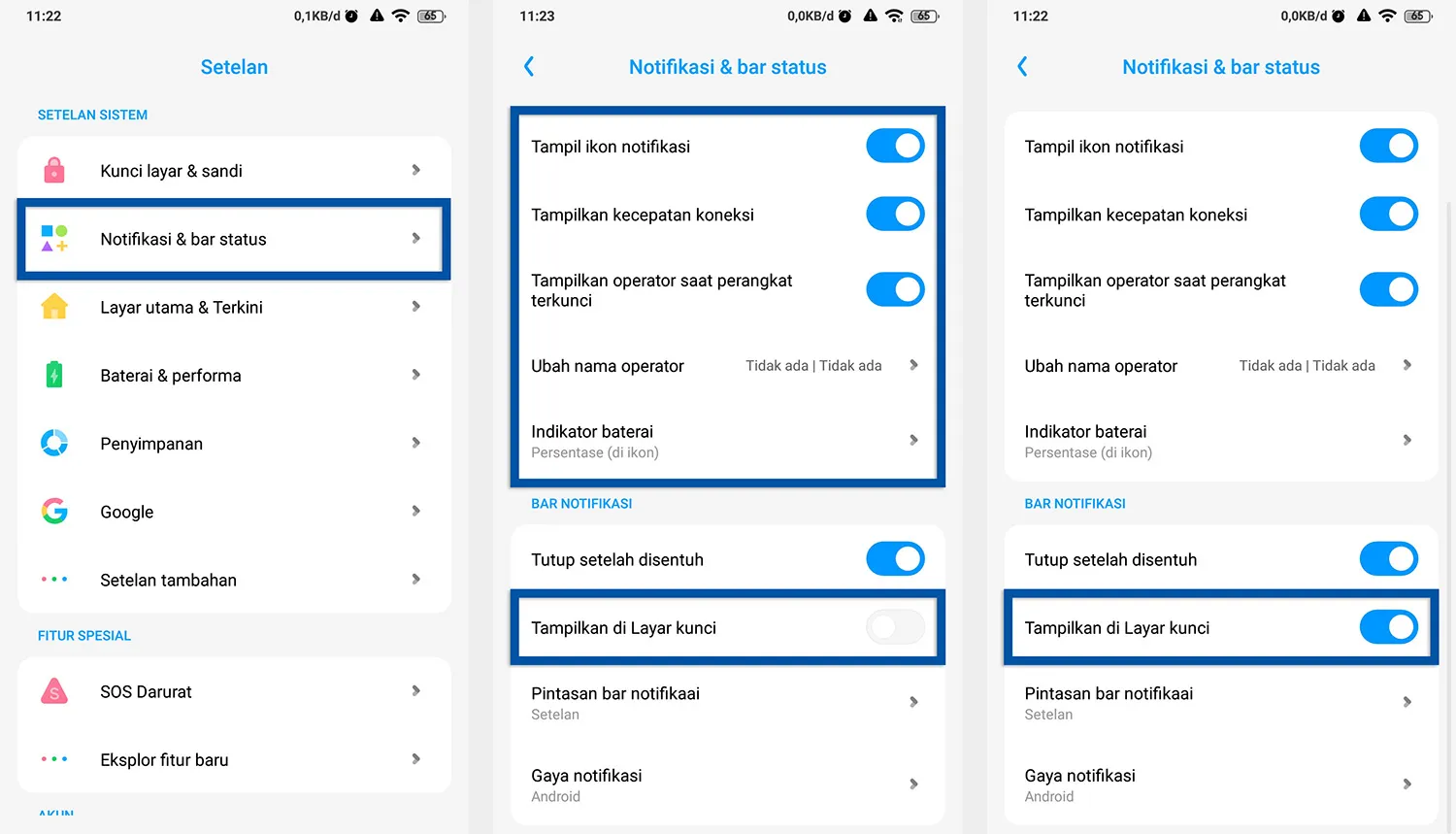 Aktifkan notifikasi layar kunci Xiaomi