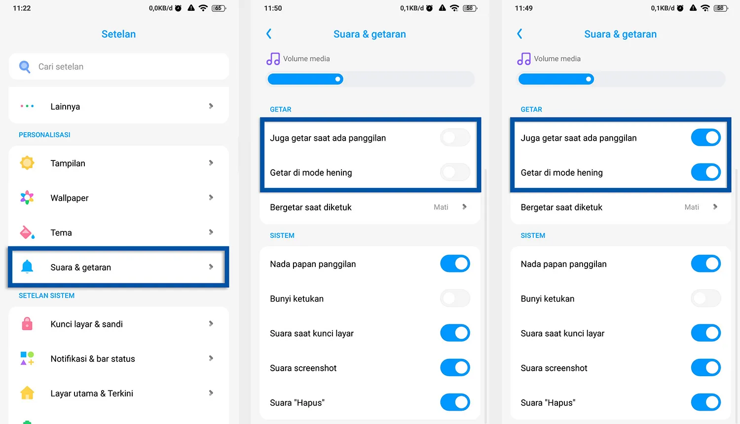 Aktifkan perizinan getar Xiaomi
