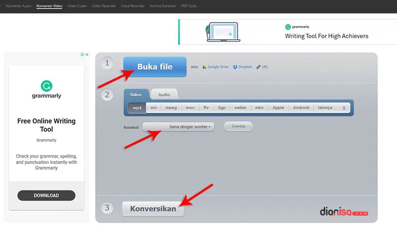 Mengecilkan File Video convert-video-online.com
