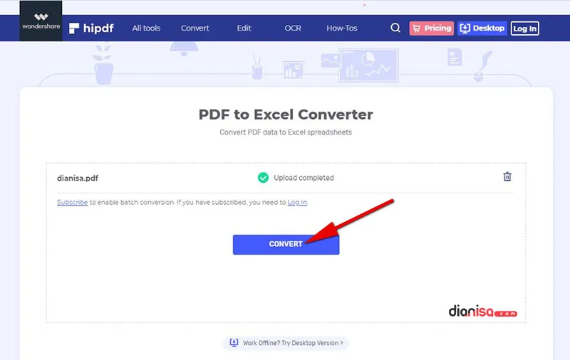 PDF ke Excel - Hipdf
