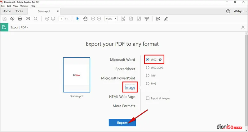 PDF ke JPG - Adobe Acrobat
