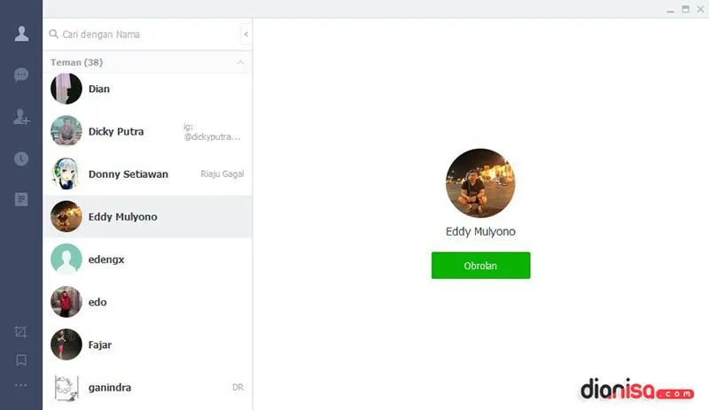 Tampilan Berhasil Login LINE Laptop