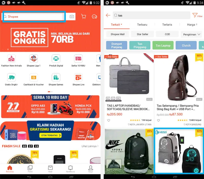 1. Belanja Barang di Shopee Lewat App