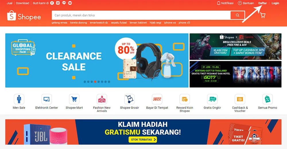 1. Cara Daftar di 1. Cara Daftar di Shopee