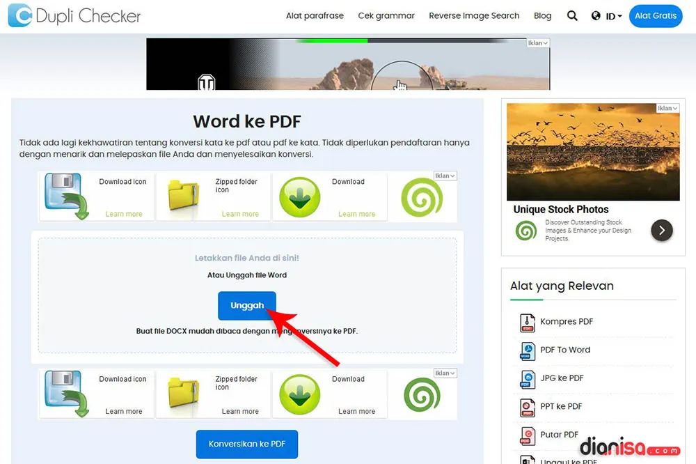 1. Mengubah Word ke PDF DupliChecker