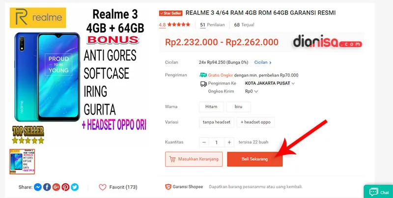 3. Beli Smartphone di Shopee