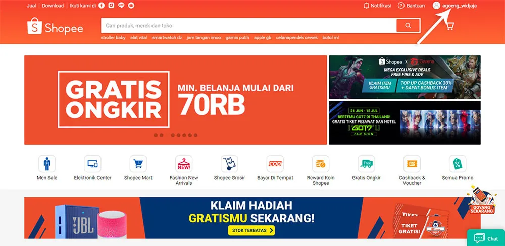 3. Daftar gratis di Shopee