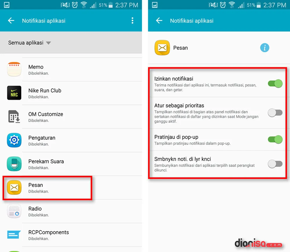 Izinkan Notifikasi SAMSUNG